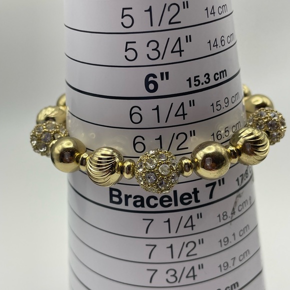 Monet Vintage Spiral, Crystal, and Shiny Bead Stretch Bracelet. Size 6 1/2 inch - Picture 6 of 6